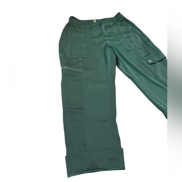 ME + EM Satin Cargo Cropped Utility Trouser Size 14 in Green - Picture 4 of 12